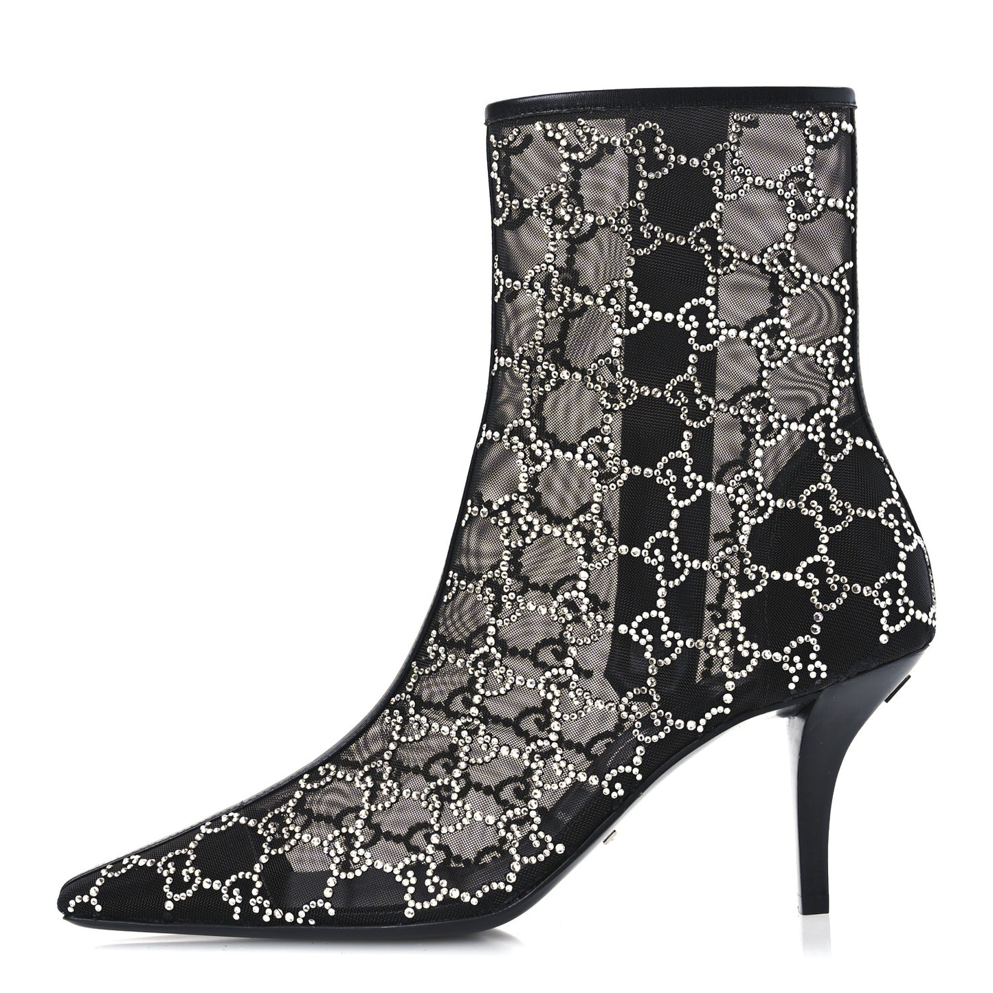 Tela Retino Kid Scamosciato Crystal GG Monogram Square Demi Boot 39 Black