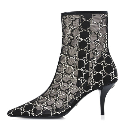 Gucci Tela Retino Kid Scamosciato Crystal GG Monogram Square Demi Boot 39 Black 1 of 11