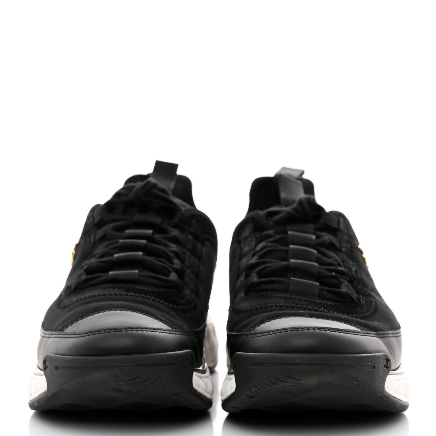 Velvet Calfskin Mixed Fibers CC Sneakers 40 Black
