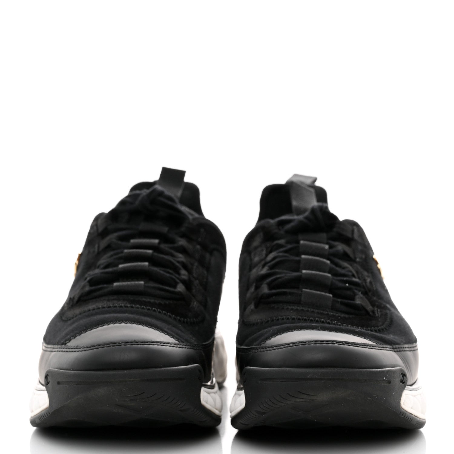 Chanel Velvet Calfskin Mixed Fibers CC Sneakers 40 Black 2 of 10