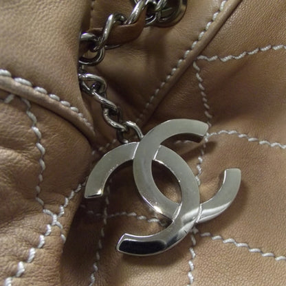 Chanel Leather Contrast Stitch Drawstring Tote 8 of 13