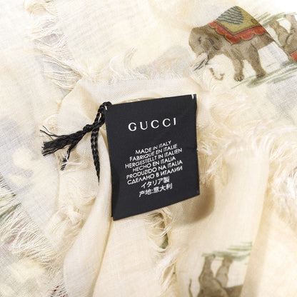 Gucci Modal Silk Elephant Print Scarf Ivory 2 of 4
