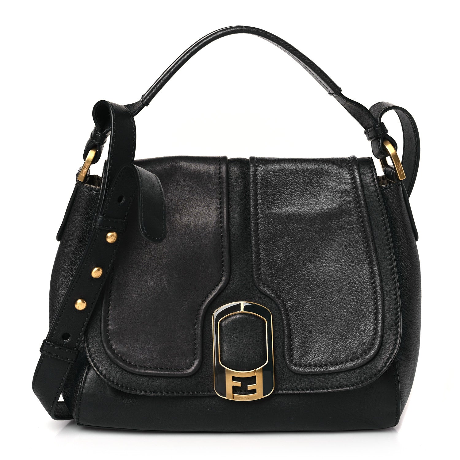 Fendi Vitello Dolce Marmol Anna Shoulder Bag Black 1 of 9