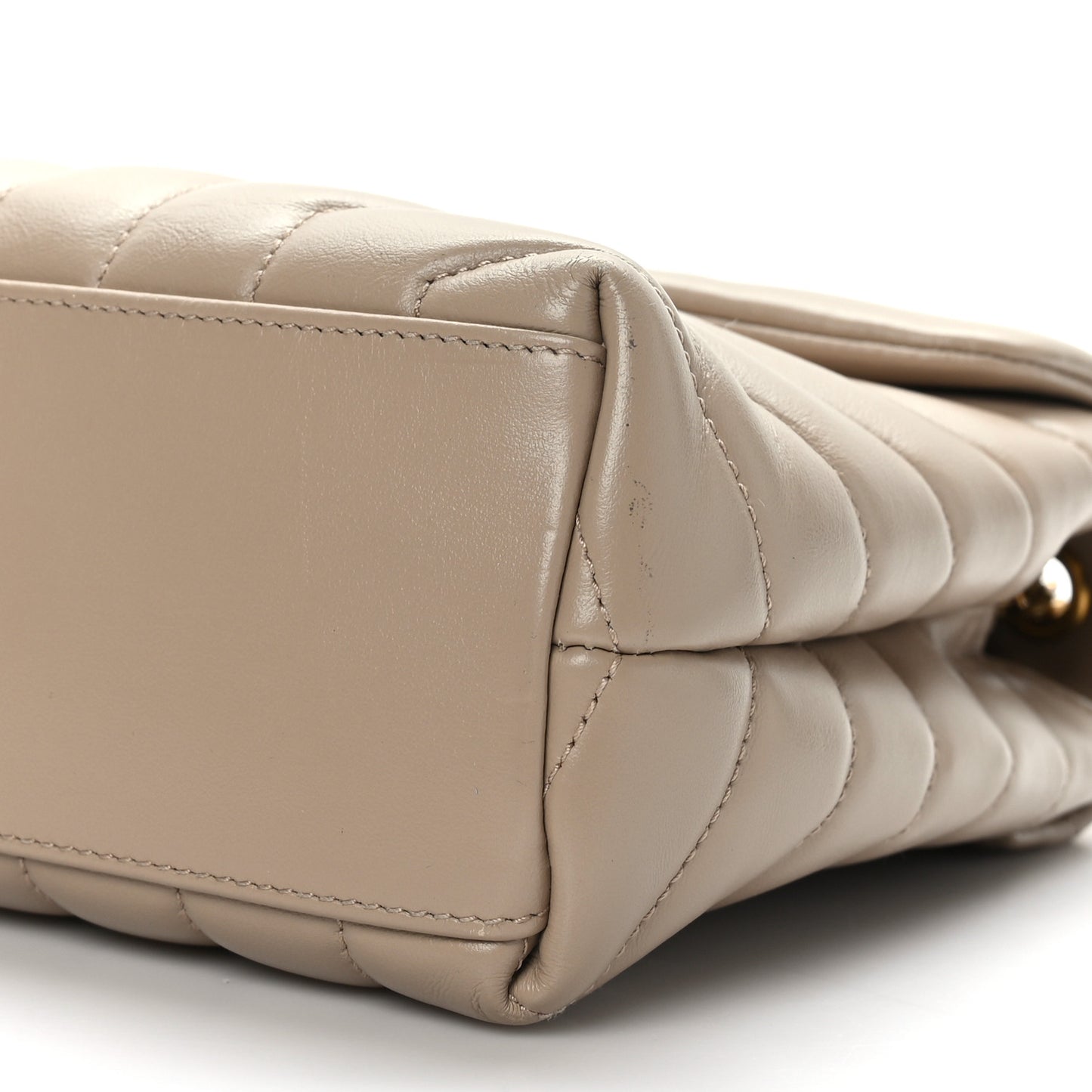 Calfskin Y Quilted Monogram Small Loulou Chain Satchel Dark Beige