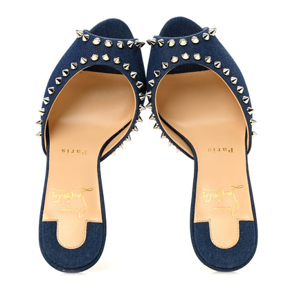 Christian Louboutin Denim Spikes Me Dolly 85mm Sandals 35.5 Blue 2 of 9