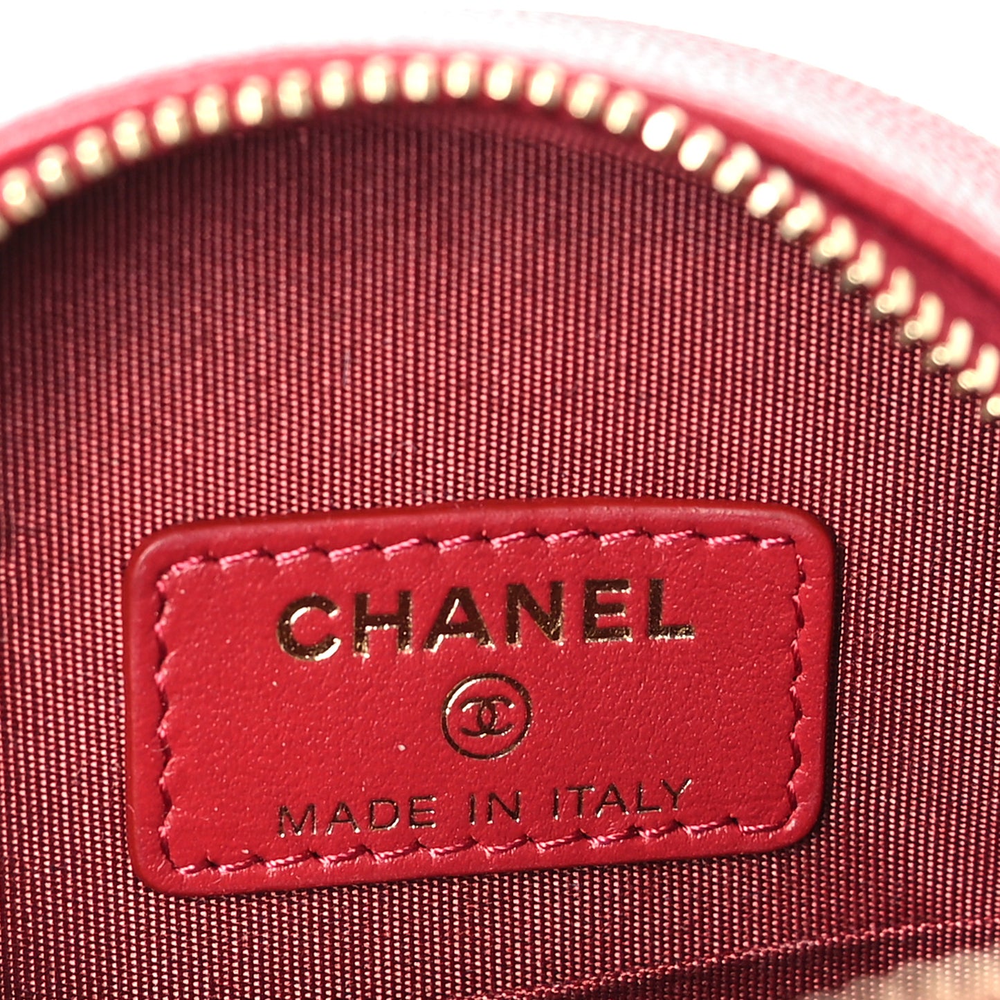 Goatskin Quilted Chanel 19 Round Clutch With Chain Red