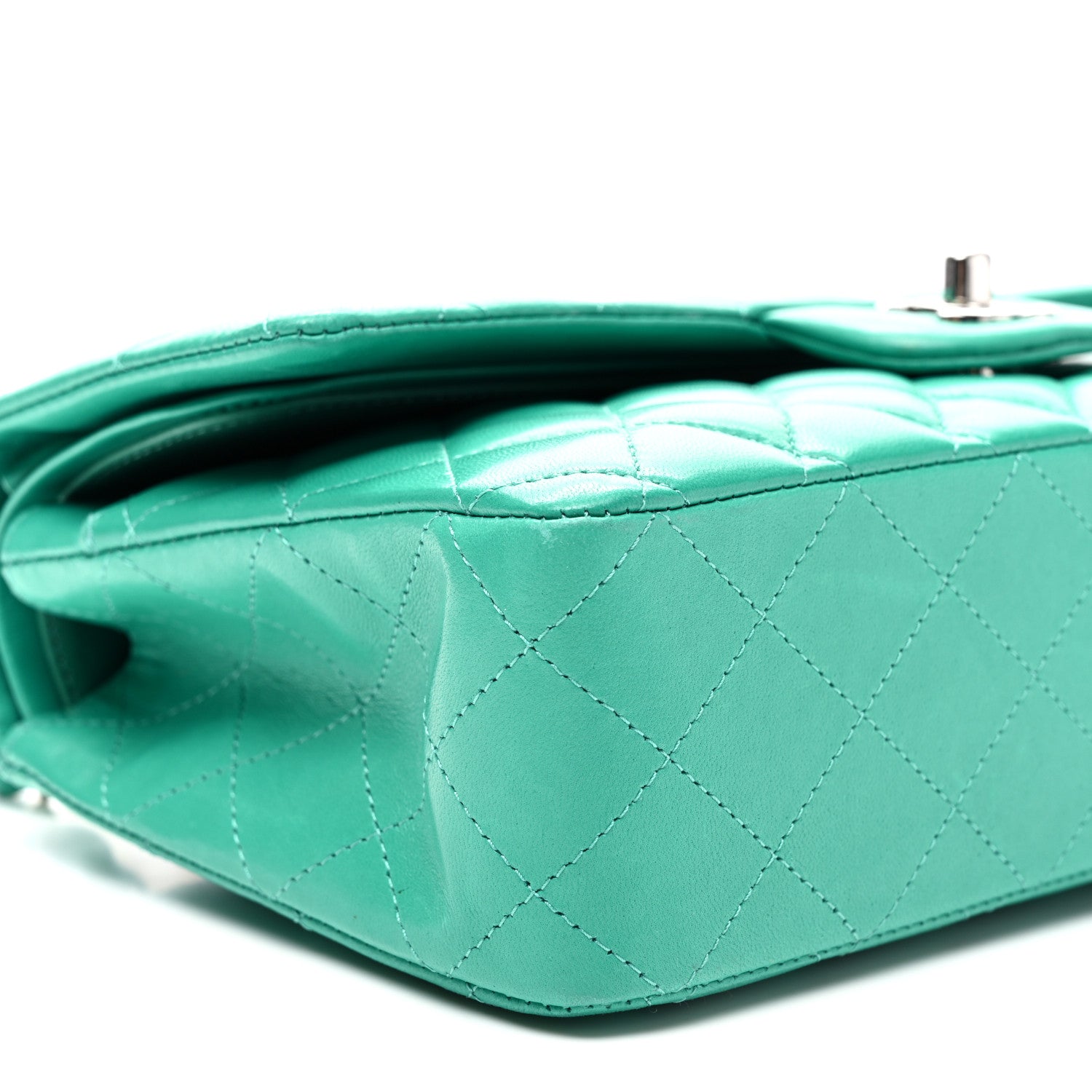 Chanel Lambskin Quilted Medium Double Flap Green 8 of 12
