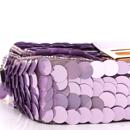Fendi Satin Sequin Paillettes Shiny Nappa Mini Baguette 1997 Lilla 10 of 12