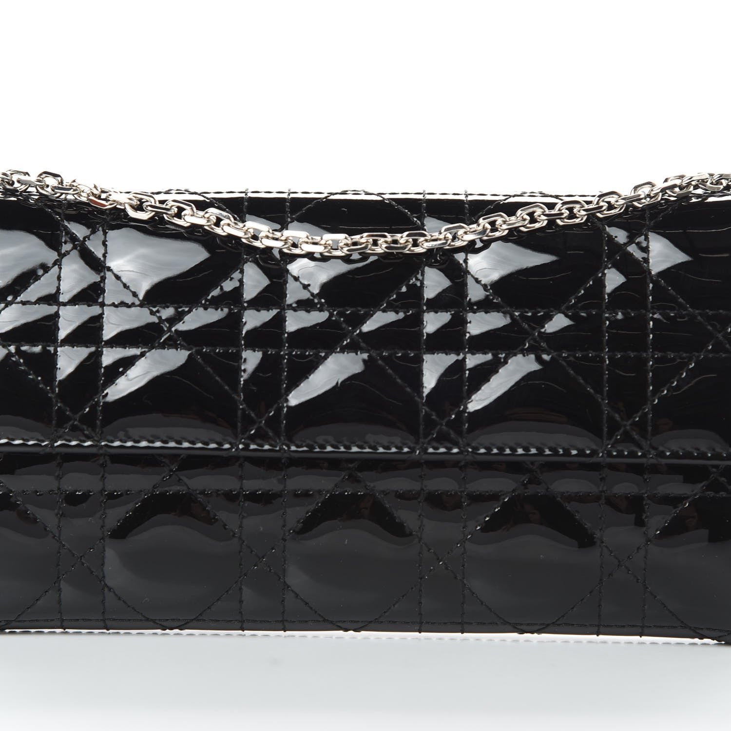 Christian Dior Patent Cannage Lady Dior Rendezvous Wallet On Chain Black 8 of 10