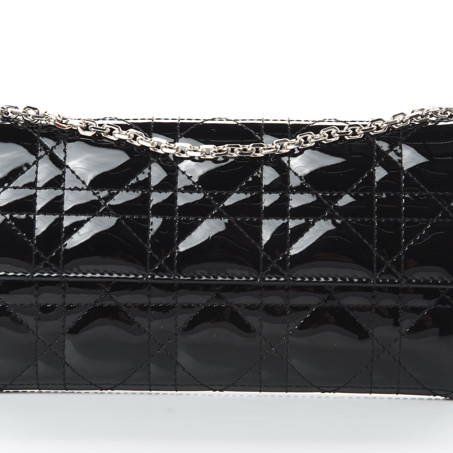Patent Cannage Lady Dior Rendezvous Wallet On Chain Black