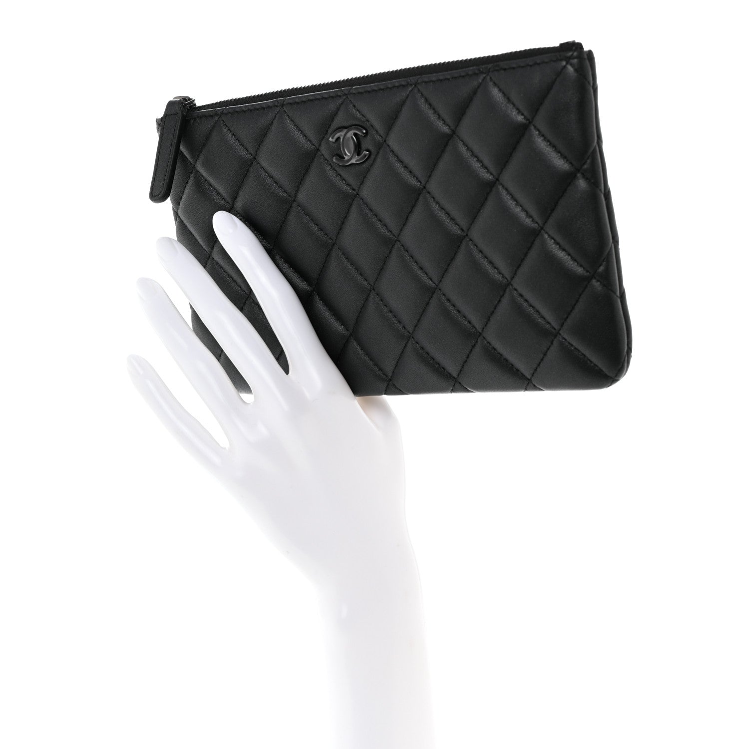 Chanel Lambskin Quilted Cosmetic Case So Black 2 of 7