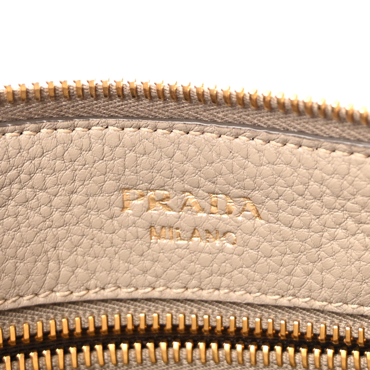 Prada Vitello Daino Zippered Crossbody Bag Argilla 6 of 9