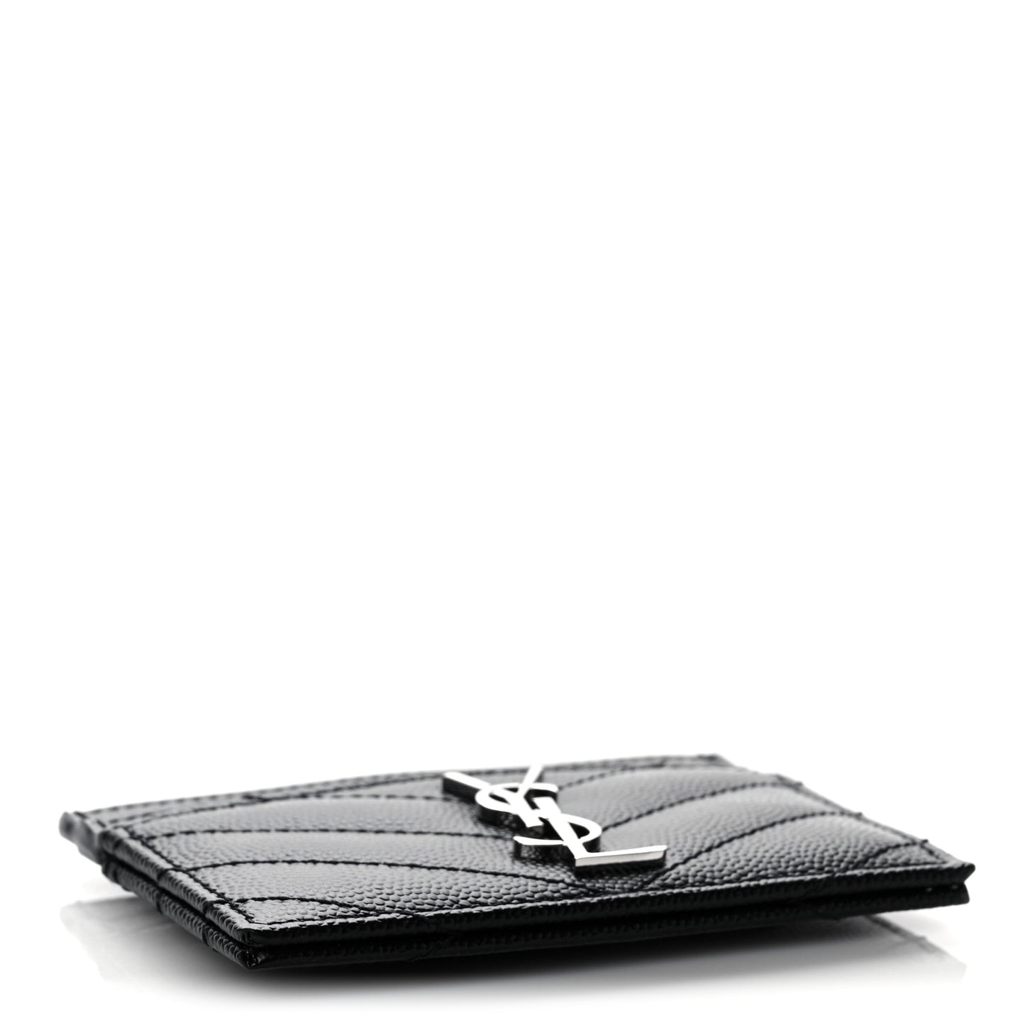 Grain De Poudre Matelasse Chevron Monogram Credit Card Case Black