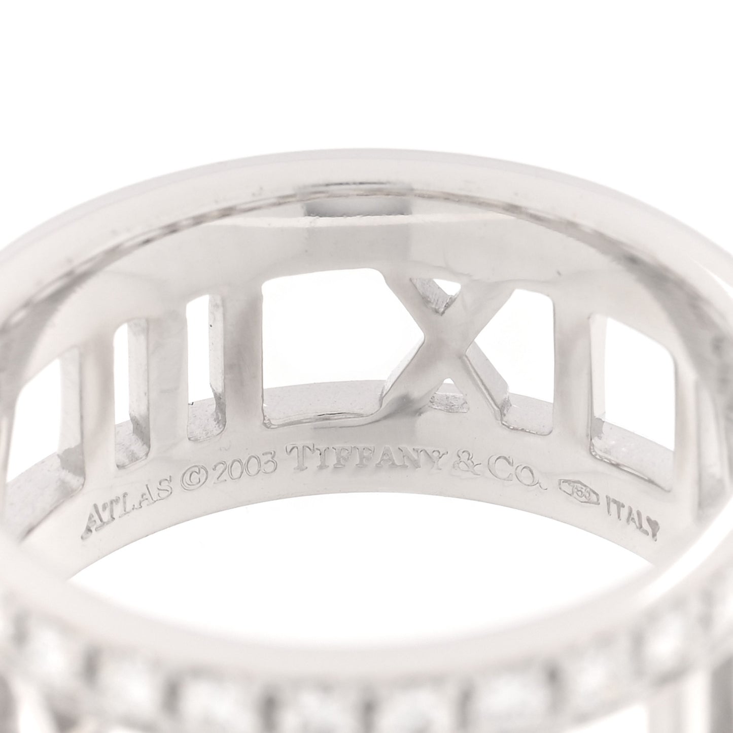 18K White Gold Diamond Wide Atlas Open Ring 54 6.75