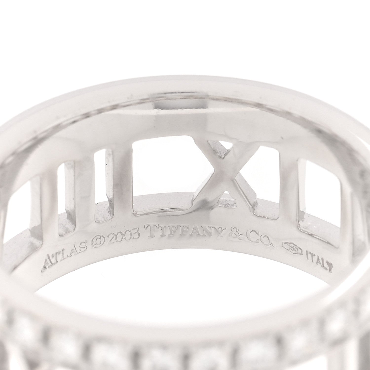 Tiffany 18K White Gold Diamond Wide Atlas Open Ring 54 6.75 4 of 5