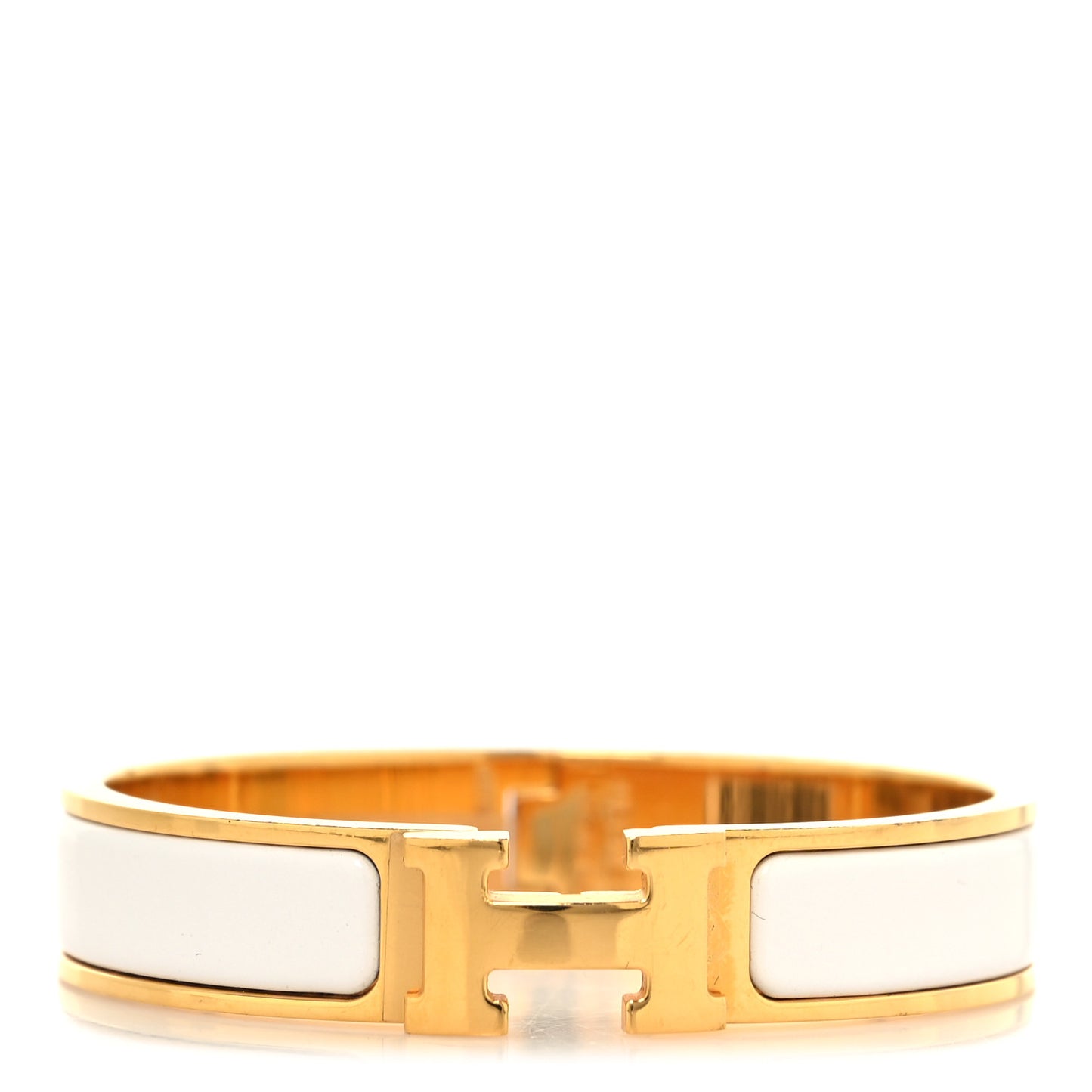Enamel Narrow Clic Clac H Bracelet PM White