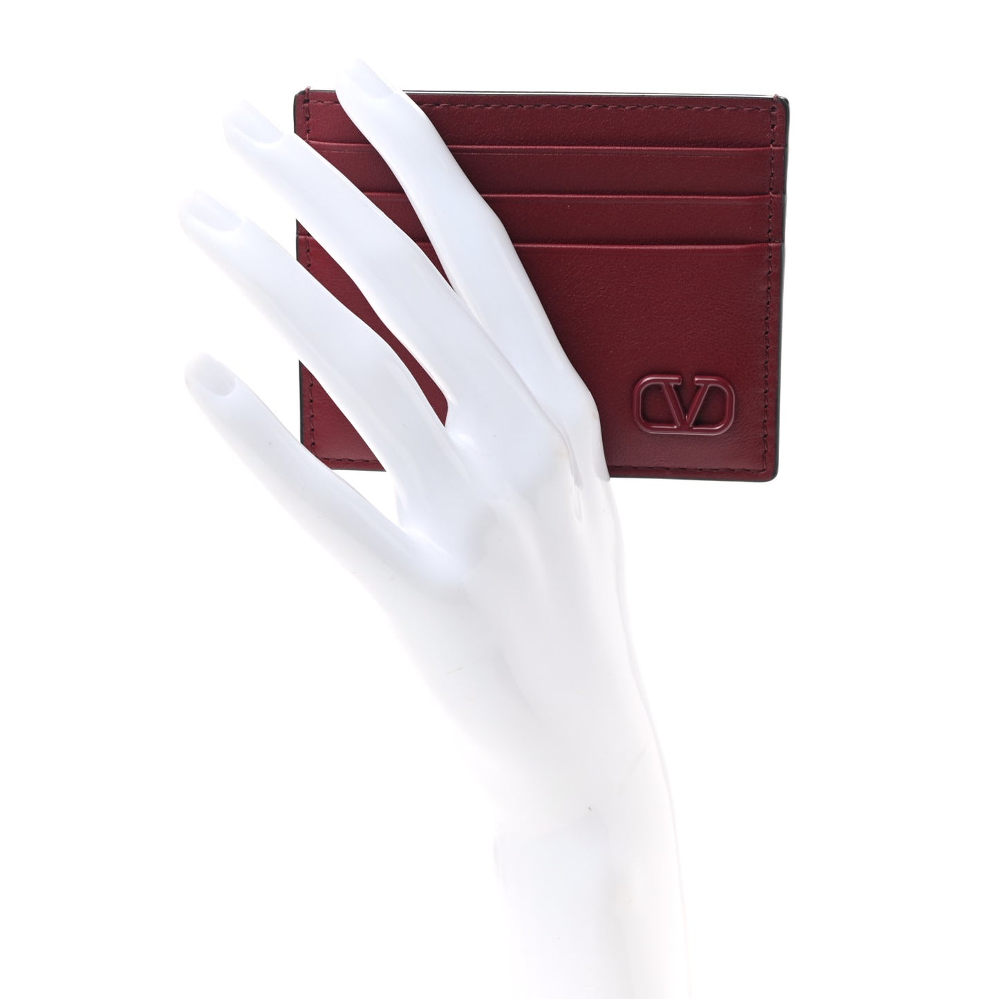 Calfskin VLogo Signature Card Holder Red