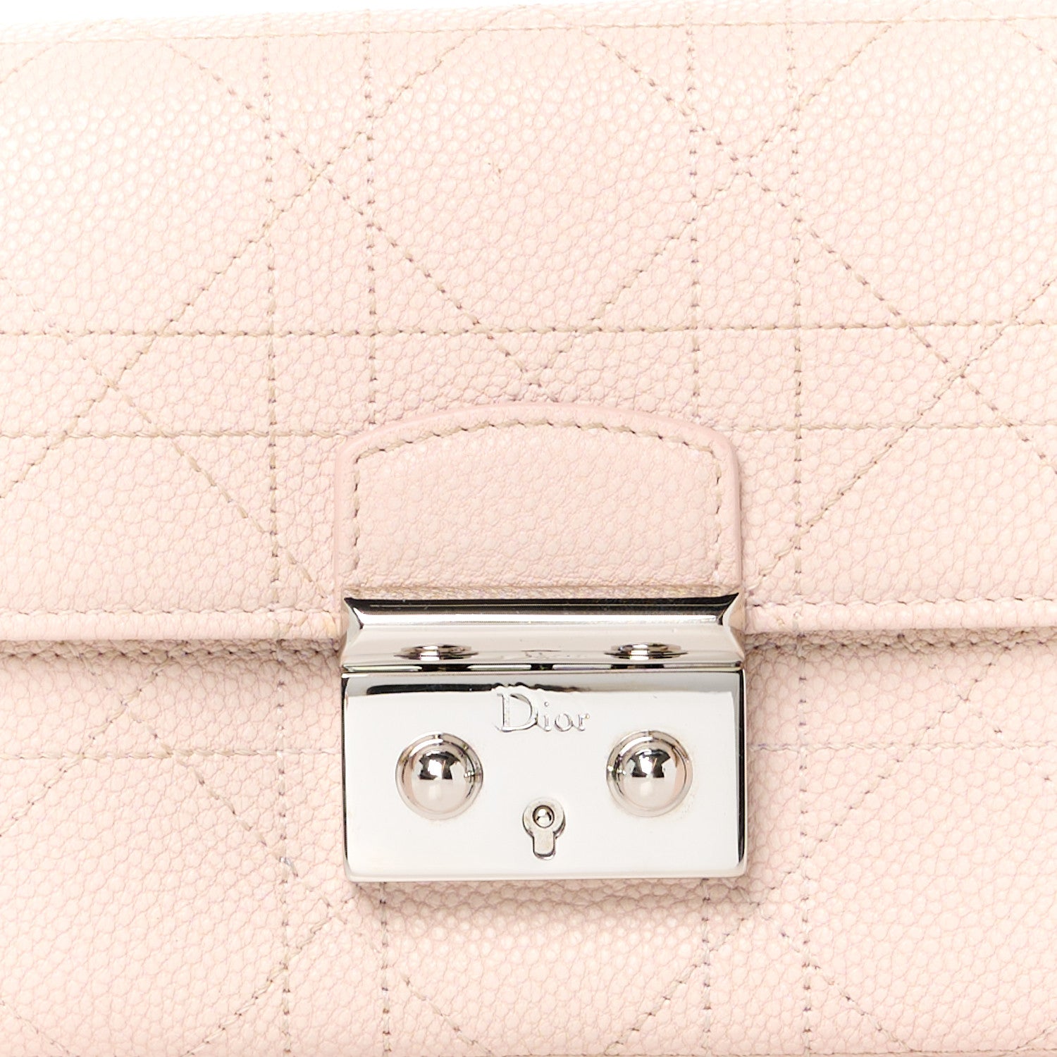 Christian Dior Grained Calfskin Cannage Miss Dior Promenade Chain Wallet Light Pink Yellow 8 of 10