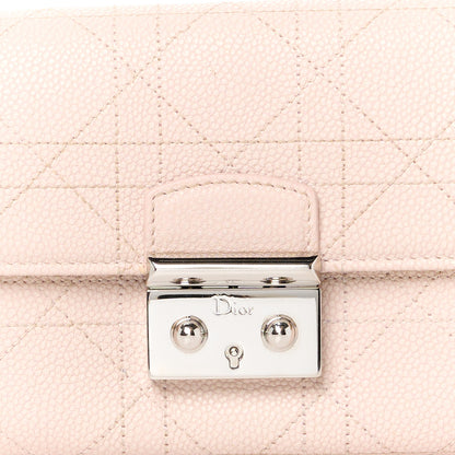 Christian Dior Grained Calfskin Cannage Miss Dior Promenade Chain Wallet Light Pink Yellow 8 of 10
