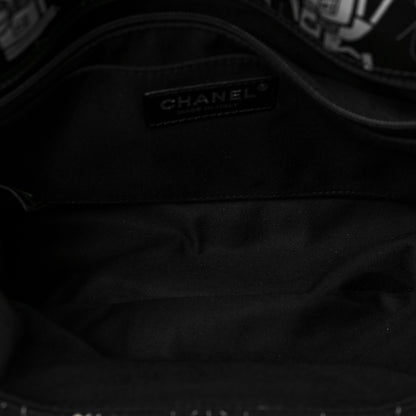 Chanel Nylon Medium Airline Buckle Flap Bag Black White 5 of 8