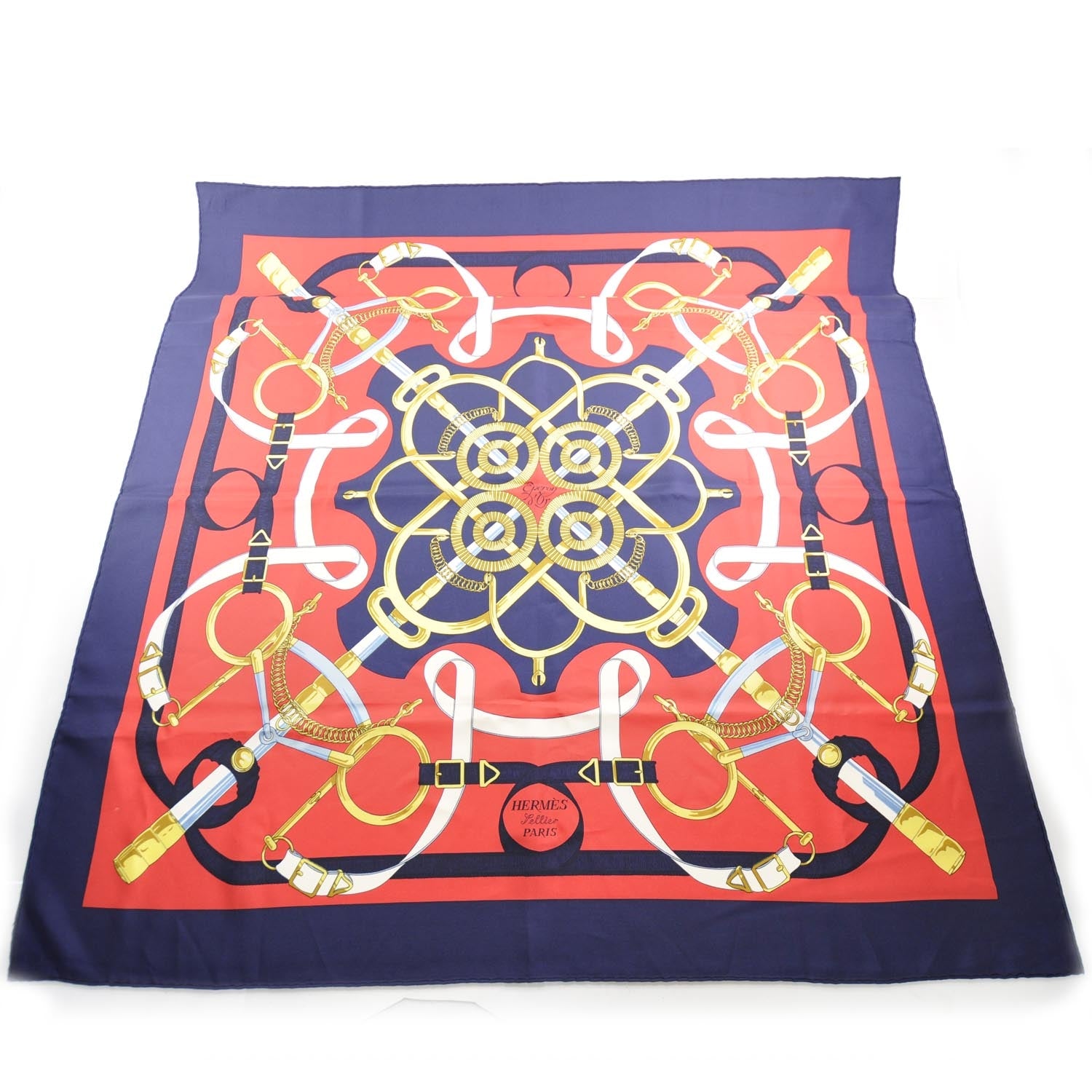 Hermes Silk Eperon D Or Scarf 90 Bleu 1 of 8