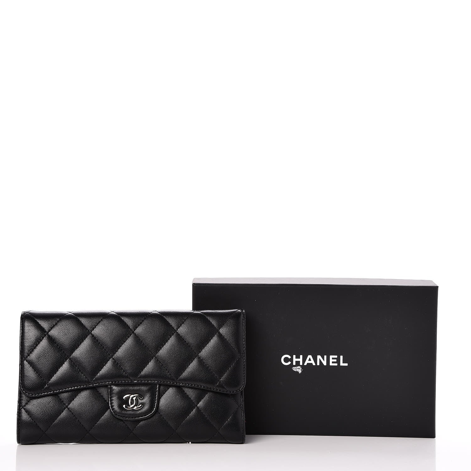 Chanel Lambskin Quilted Large Flap Wallet Black 9 of 9