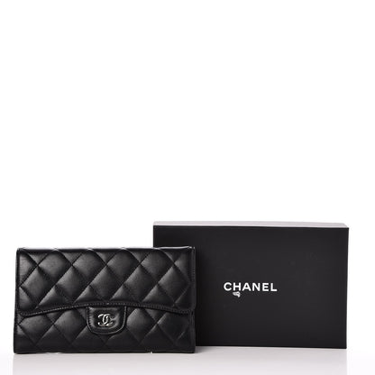 Chanel Lambskin Quilted Large Flap Wallet Black 9 of 9