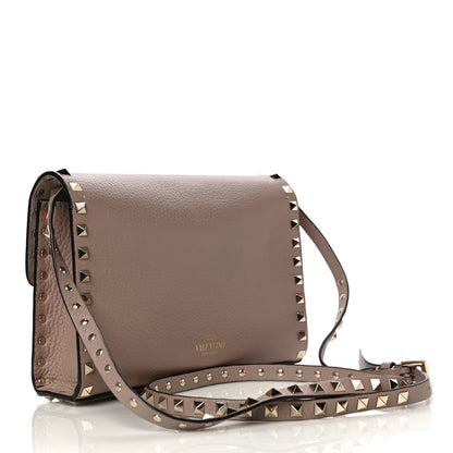 Valentino Garavani Pebbled Calfskin Medium Rockstud Flip Lock Crossbody Bag Poudre 3 of 9