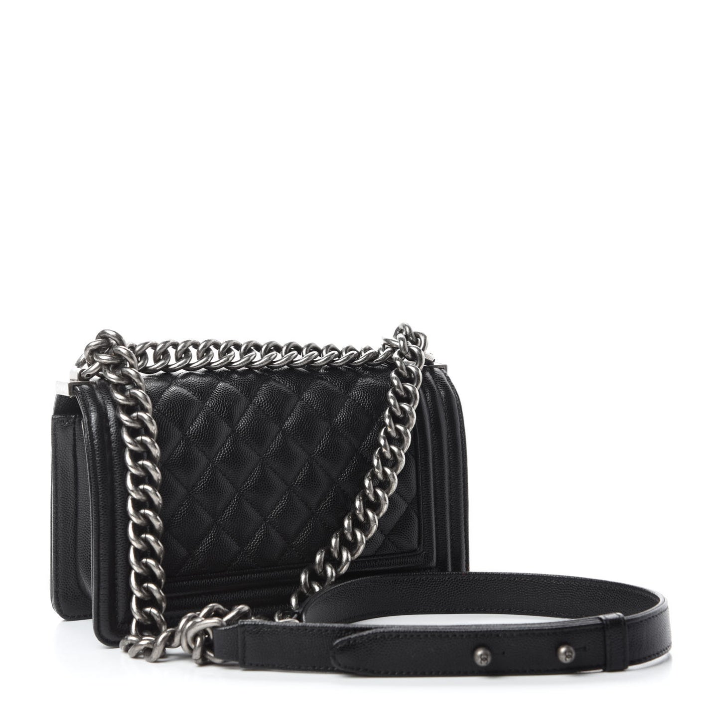 Caviar Quilted Small Boy Flap Black
