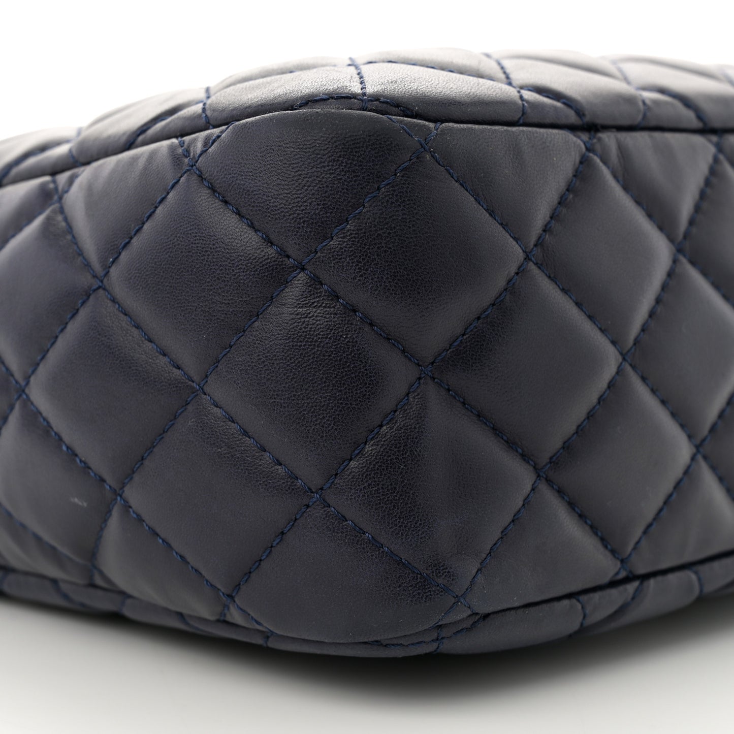 Lambskin Quilted Large Camera Case Navy Blue Navy Blue