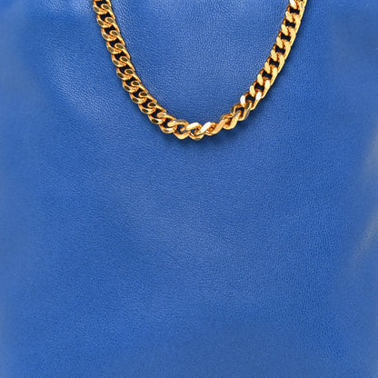 Saint Laurent Lambskin Paris Drawstring Pouch Bleu Majorelle 7 of 10
