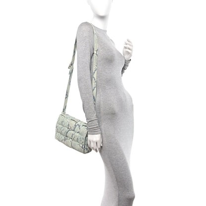 Bottega Veneta Goatskin Python Embossed Padded Cassette Crossbody Bag Dew Black Silver 2 of 12