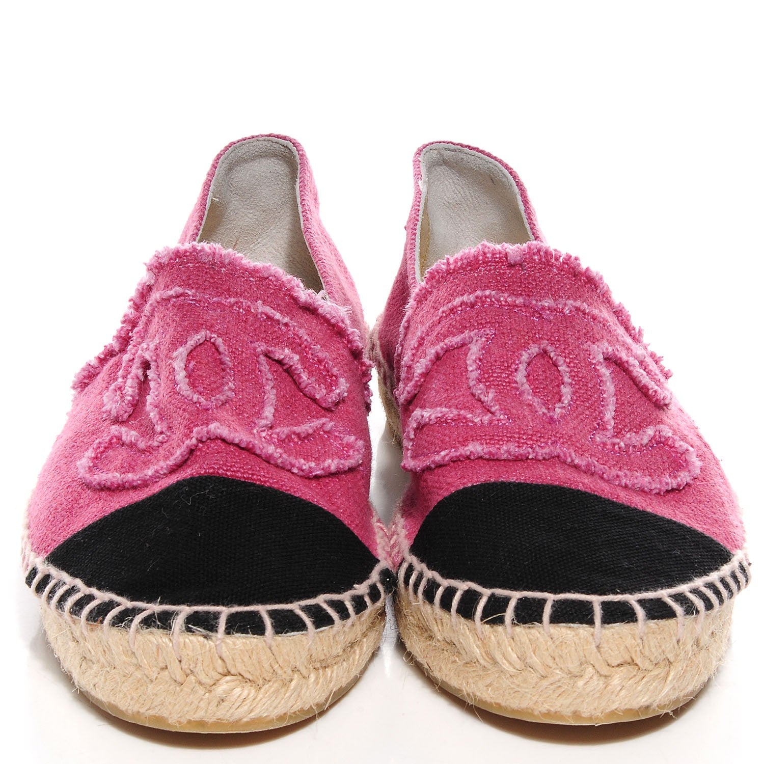 Chanel Toile CC Espadrilles 38 Pink Black 2 of 9