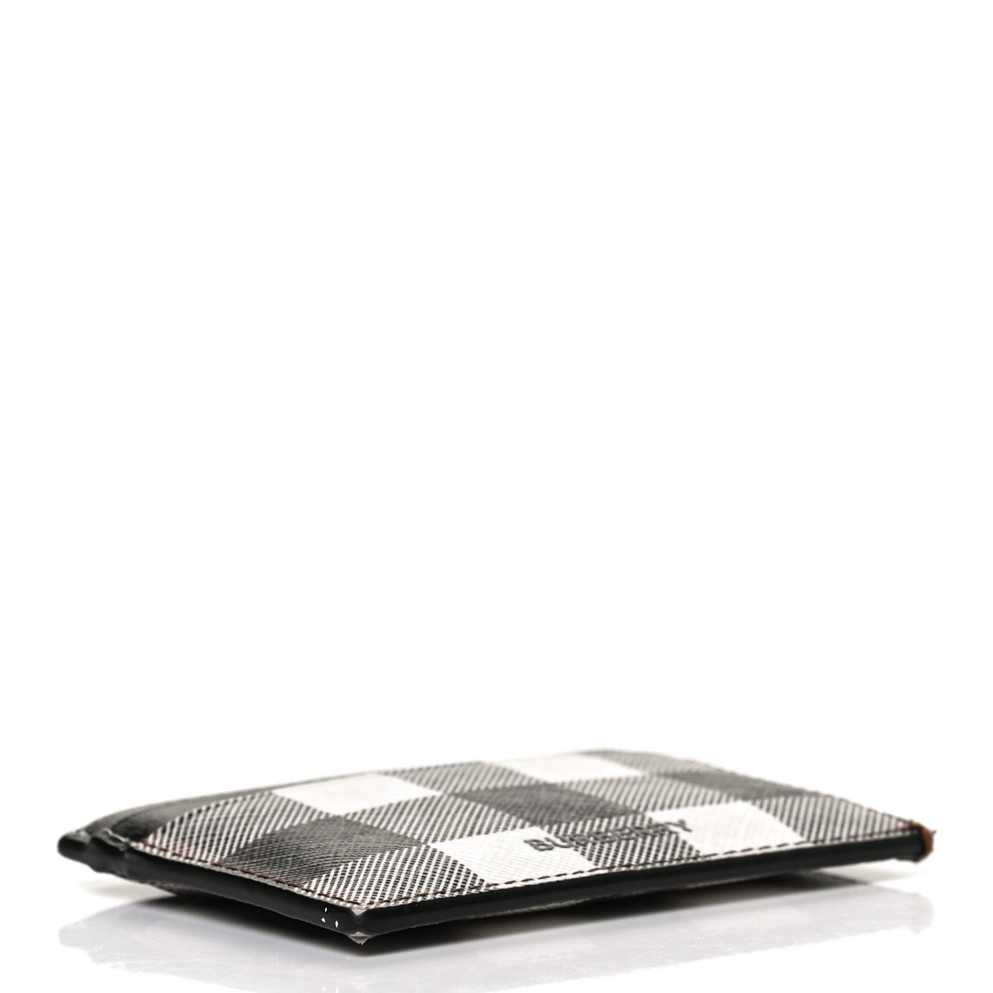 Calfskin E-canvas Kier Check Card Case Black White