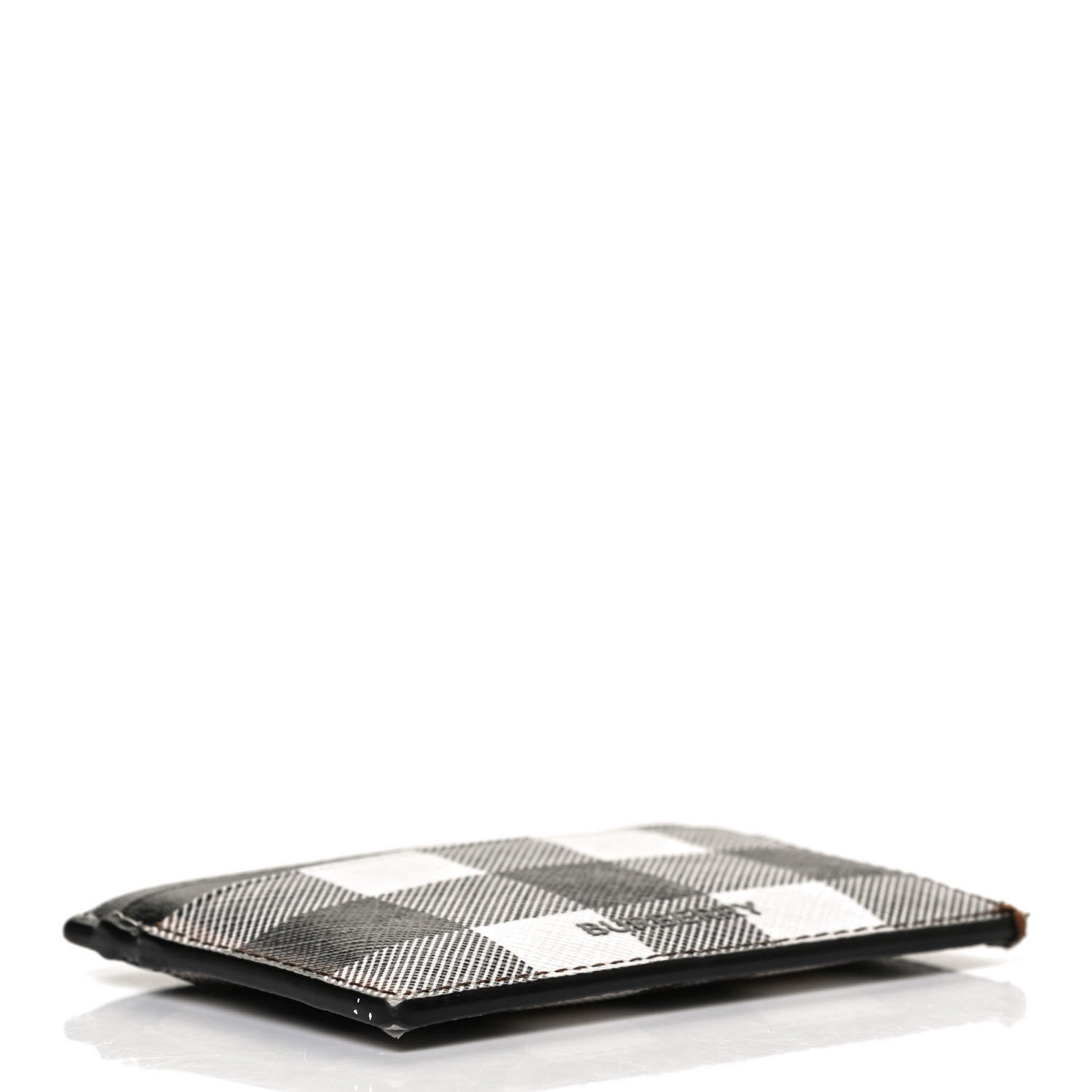 Burberry Calfskin E-canvas Kier Check Card Case Black White 4 of 11
