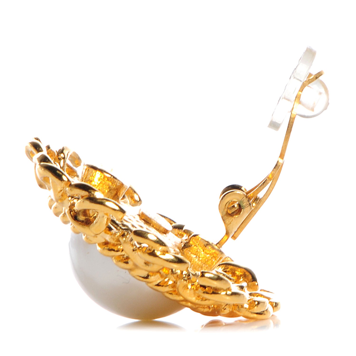 Chanel Pearl CC Clip On Earrings Gold 3 of 6