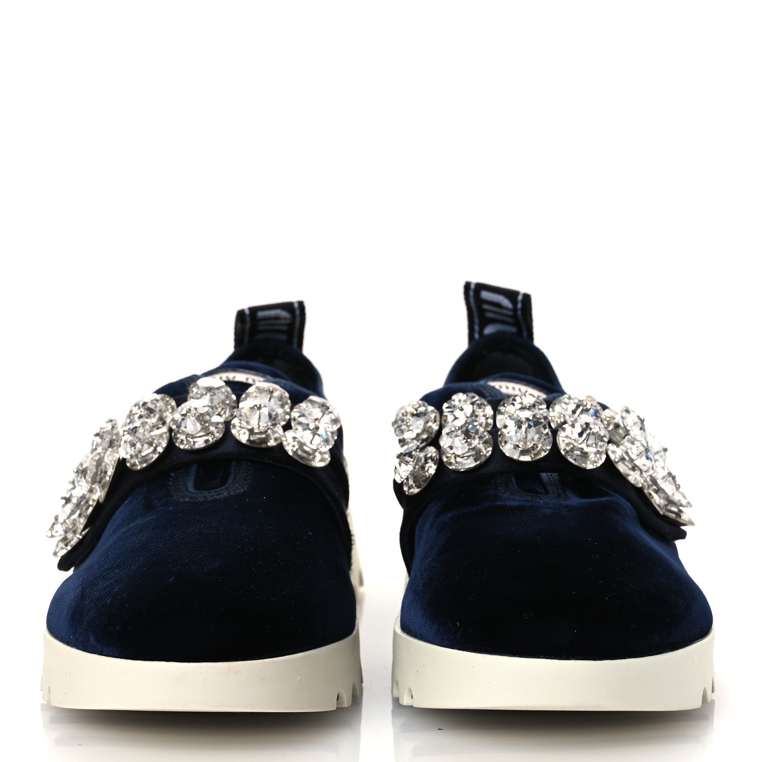 Miu Miu Velvet Crystal Low Top Sneakers 37.5 Blue 3 of 12