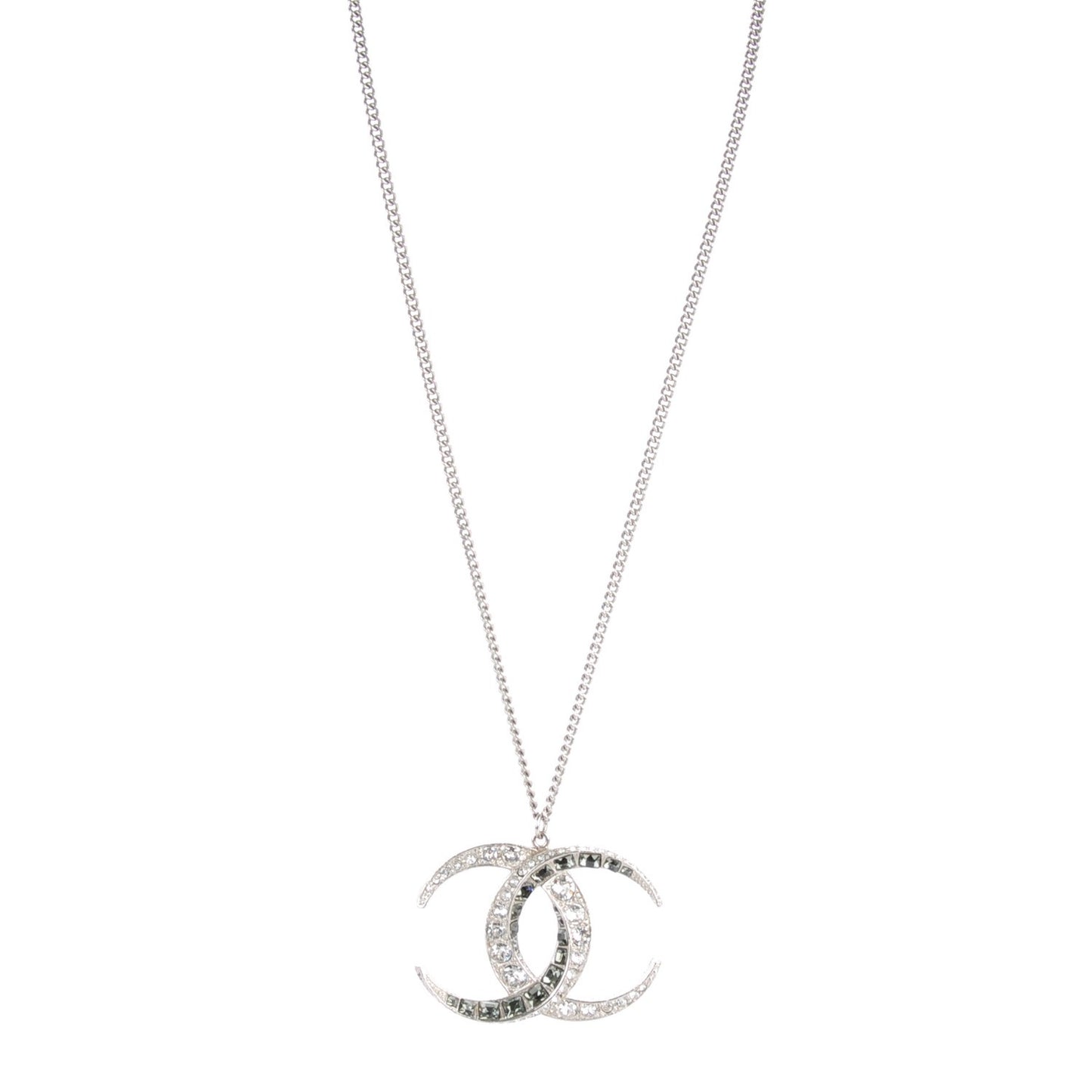 Baguette Crystal CC Necklace Silver