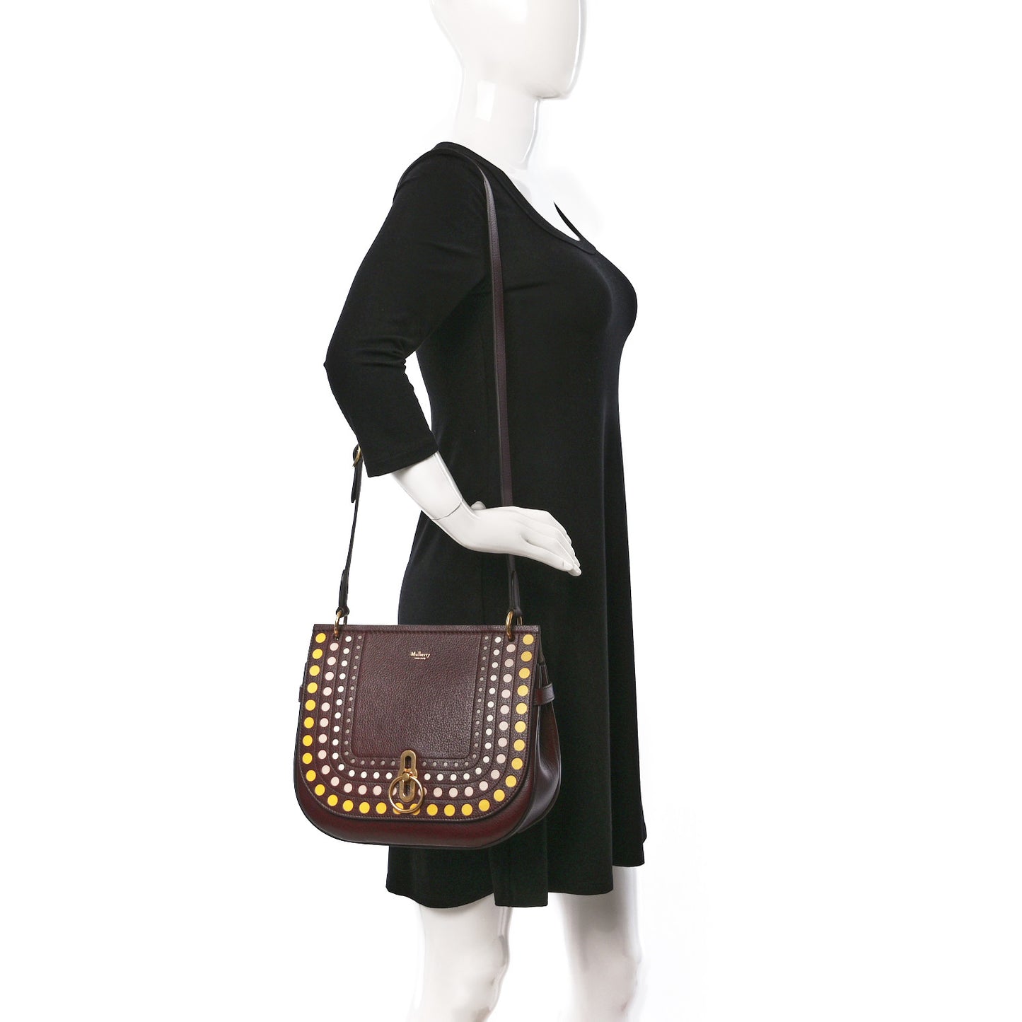 Perforated Small Classic Grain Calfskin Amberley Satchel Oxblood
