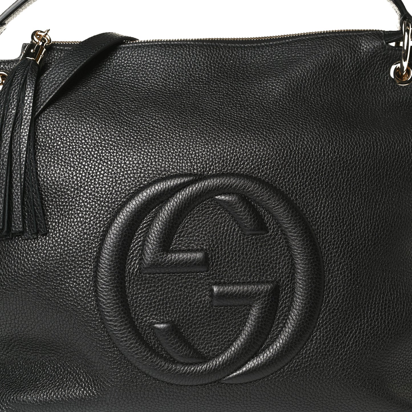 Pebbled Calfskin Large Soho Hobo Black