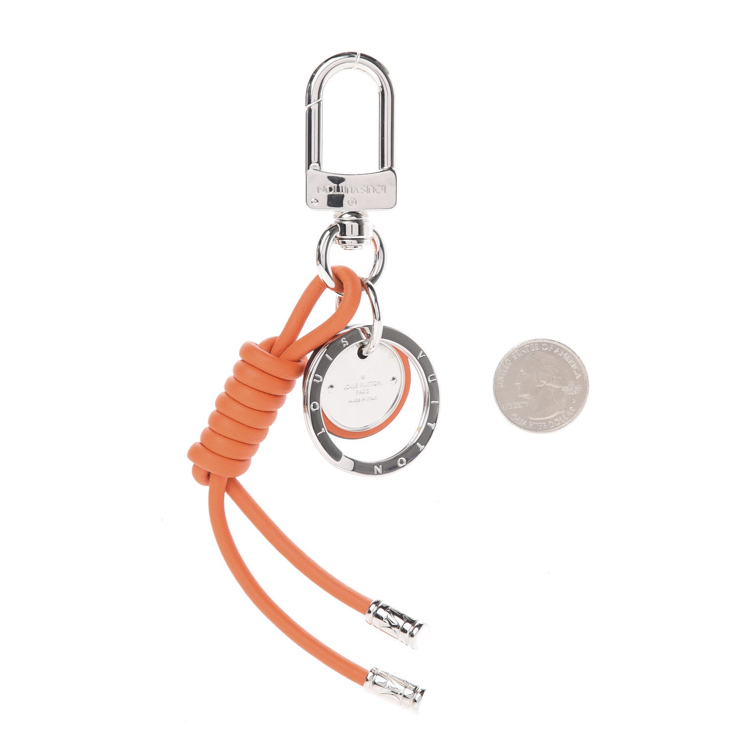 Louis Vuitton Calfskin Rope Key Holder Silver Orange 2 of 5