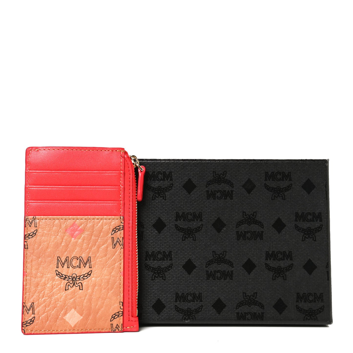 Skyoptic Visetos Mini Lanyard Card Case Holder Spectrum Diamond Cognac Red