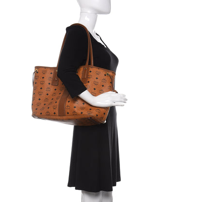 MCM Visetos Medium Liz Reversible Shopper Tote Cognac 2 of 15