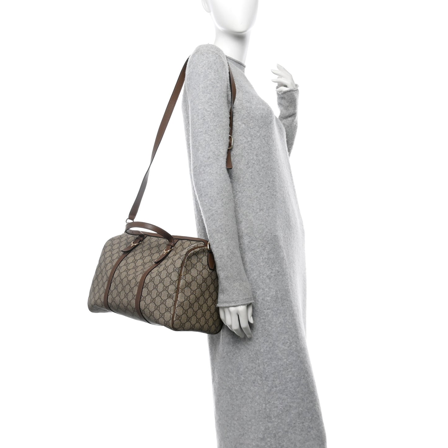 GG Supreme Monogram Margaux Calfskin Medium Nice Boston Beige Ebony Acero
