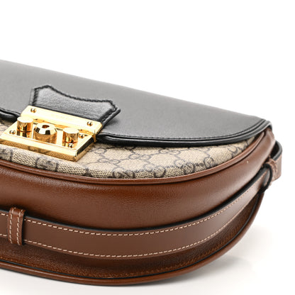 Gucci GG Supreme Monogram Calfskin Small Padlock Messenger Shoulder Bag Beige Black Cuir 10 of 12