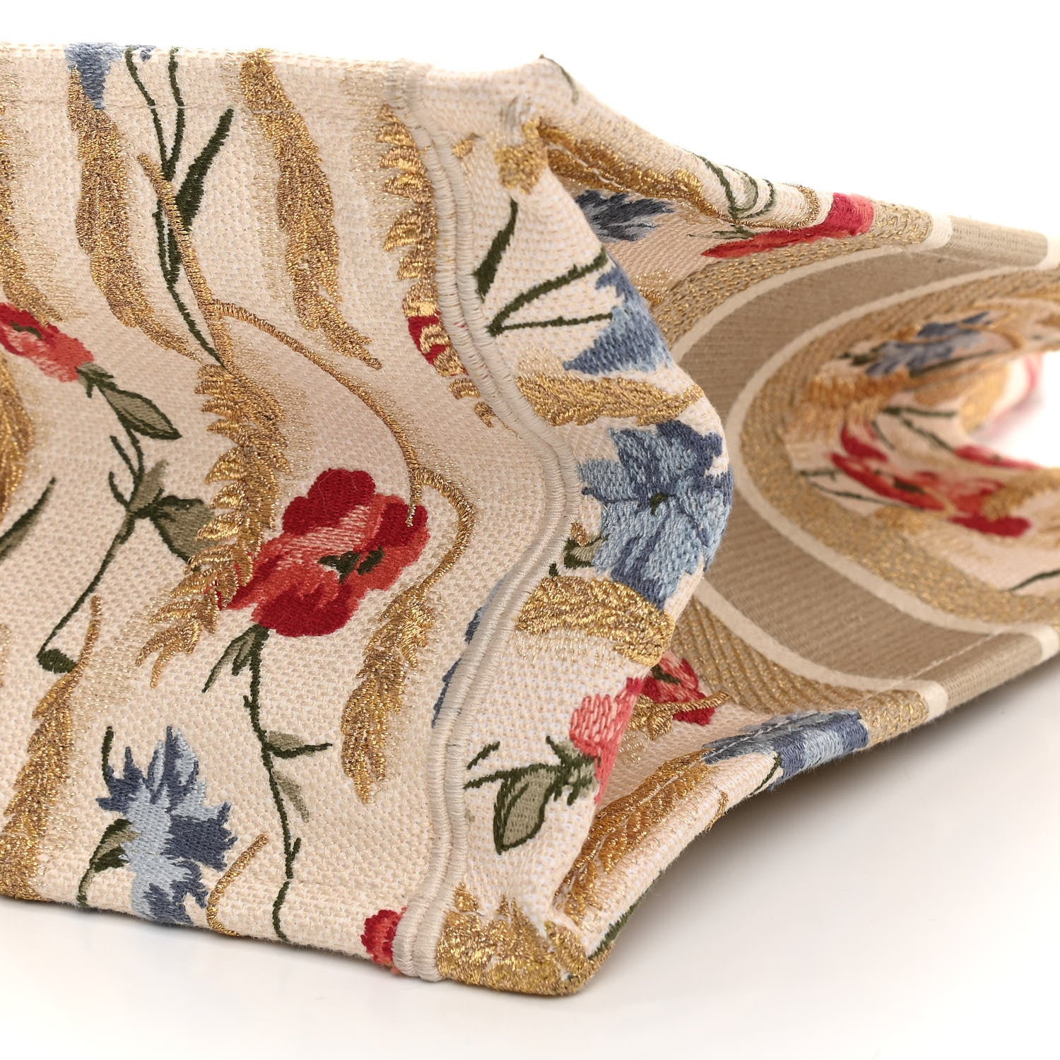 Christian Dior Canvas Embroidered Medium Hibiscus Book Tote Beige Multicolor 10 of 10