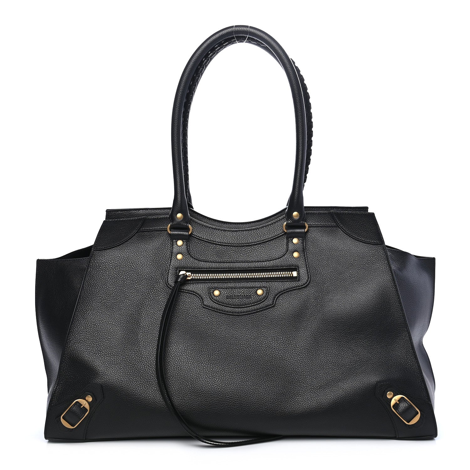 Balenciaga Grained Calfskin Neo Classic Gold Hardware Large Top Handle Bag Black 1 of 8