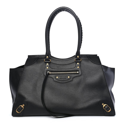 Balenciaga Grained Calfskin Neo Classic Gold Hardware Large Top Handle Bag Black 1 of 8