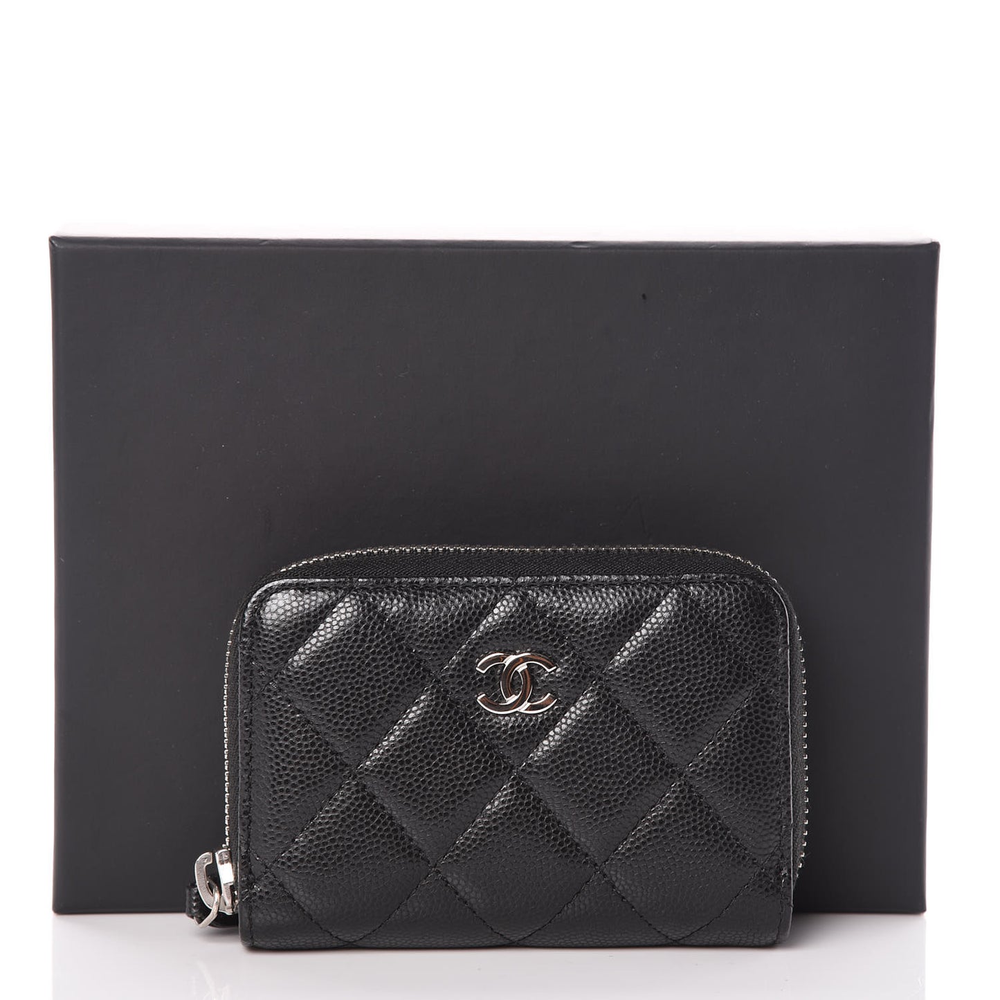 Caviar Quilted Zip Coin Purse Black