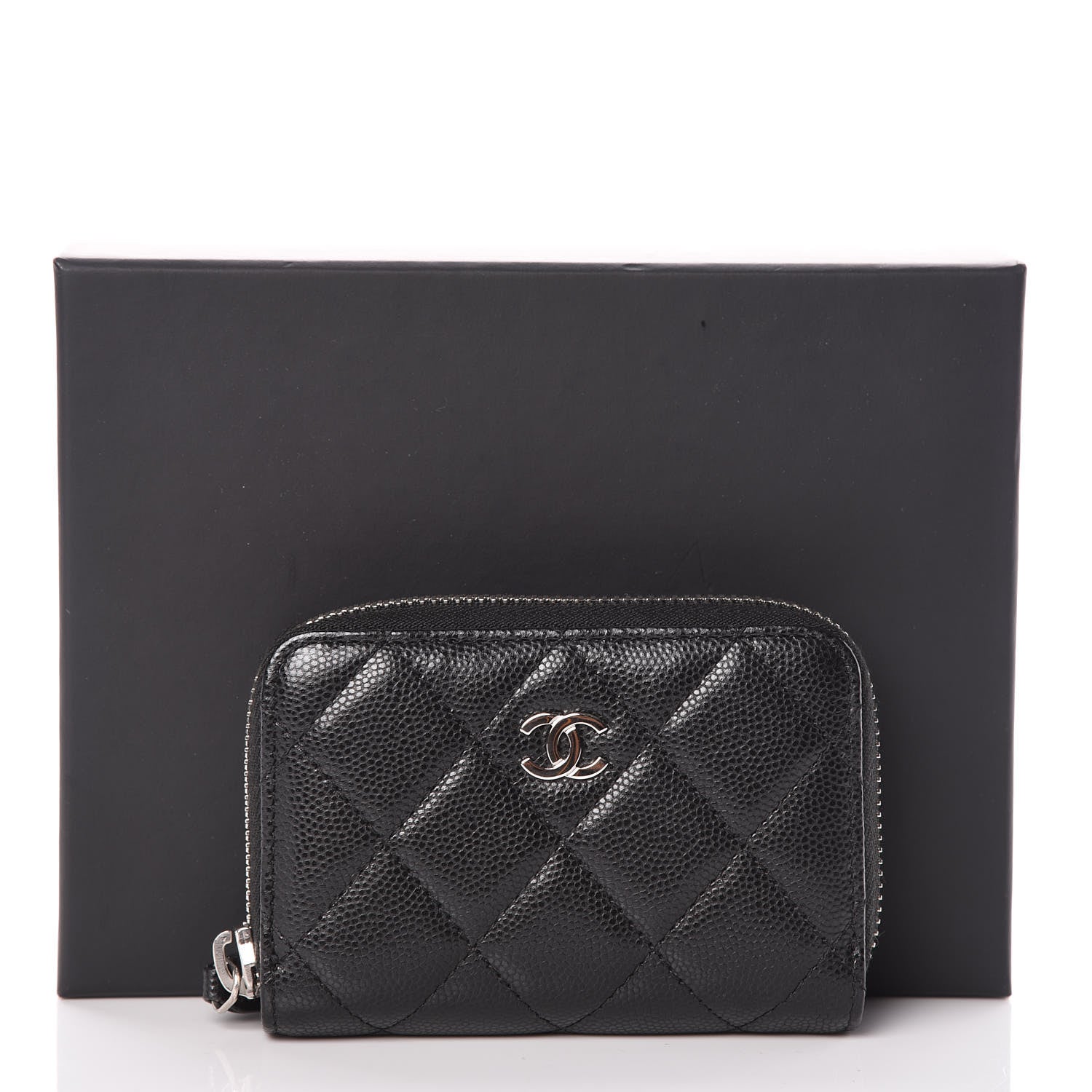 Chanel Caviar Quilted Zip Coin Purse Black 9 of 9